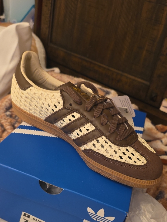 adidas Shoes - adidas Women’s Woven Leather Sneaker - Brown & Cream